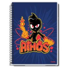 Caderno A4 azul espiral do Athos - capa dura, 160 páginas